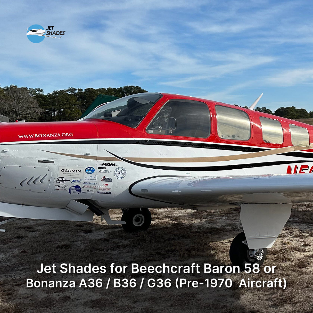 Jet Shades for Beechcraft Baron 58 or Bonanza A36 / B36 / G36 (Pre-1970 Aircraft)
