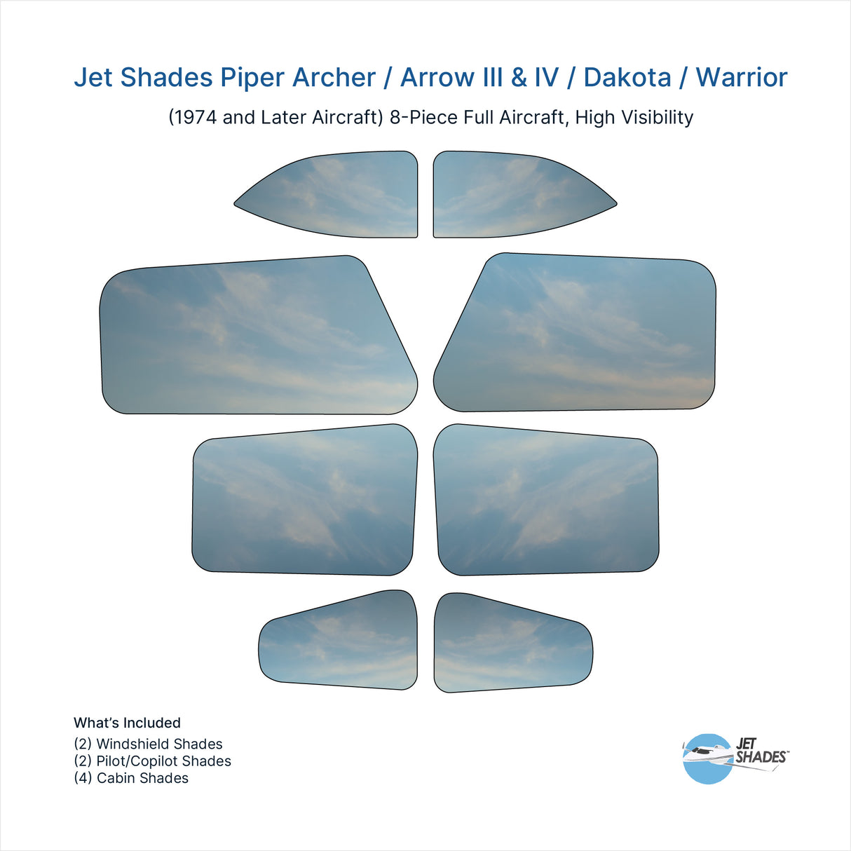 Jet Shades for Piper Archer / Arrow III & IV / Dakota / Warrior (1974 and Later Aircraft)