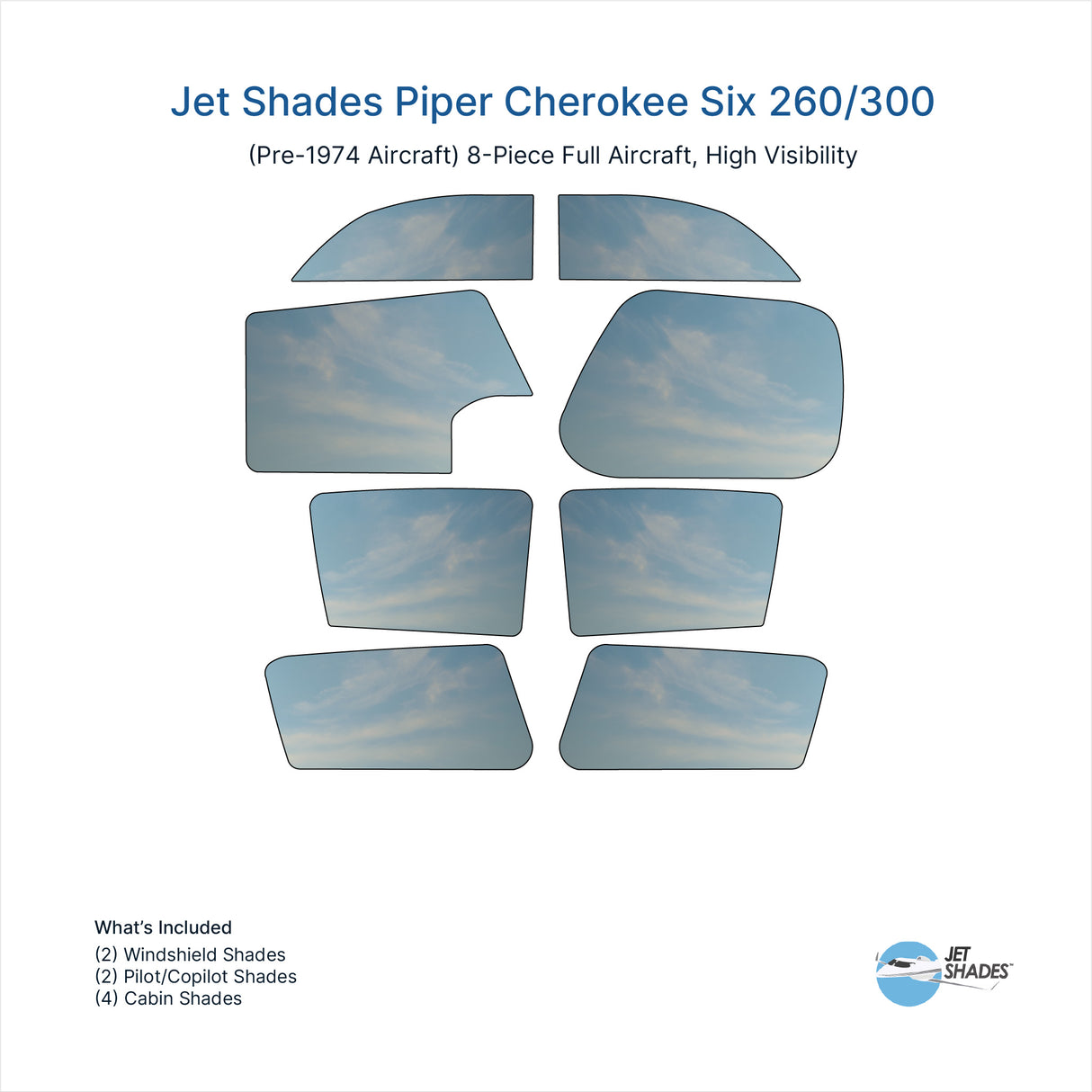Jet Shades for Piper Cherokee Six 260 / 300 (Pre-1974 Aircraft)