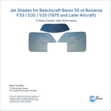 Jet Shades for Beechcraft Baron 55 or Bonanza F33 / S35 / V35 (1970 and Later Aircraft)