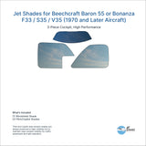 Jet Shades for Beechcraft Baron 55 or Bonanza F33 / S35 / V35 (1970 and Later Aircraft)