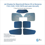 Jet Shades for Beechcraft Baron 55 or Bonanza F33 / S35 / V35 (1970 and Later Aircraft)