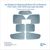 Jet Shades for Beechcraft Baron 55 or Bonanza F33 / S35 / V35 (1970 and Later Aircraft)