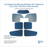 Jet Shades for Beechcraft Baron 55 or Bonanza F33 / S35 / V35 (Pre-1970 Aircraft)