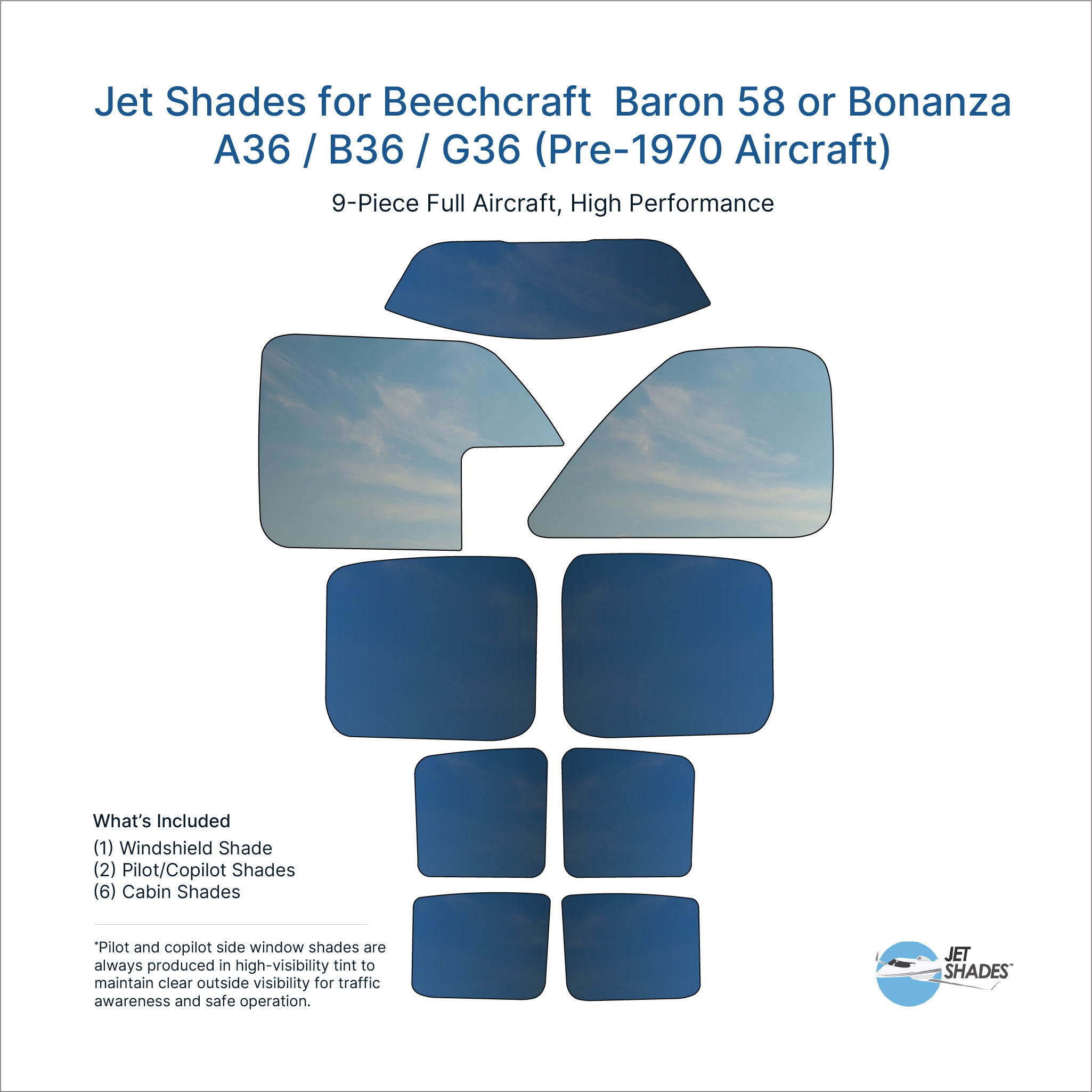 ハルページ Jet Shades for Beechcraft Baron 58 or Bonanza A36 / B36 / G36 (Pre-197
