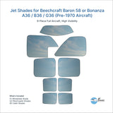 Jet Shades for Beechcraft Baron 58 or Bonanza A36 / B36 / G36 (Pre-1970 Aircraft)