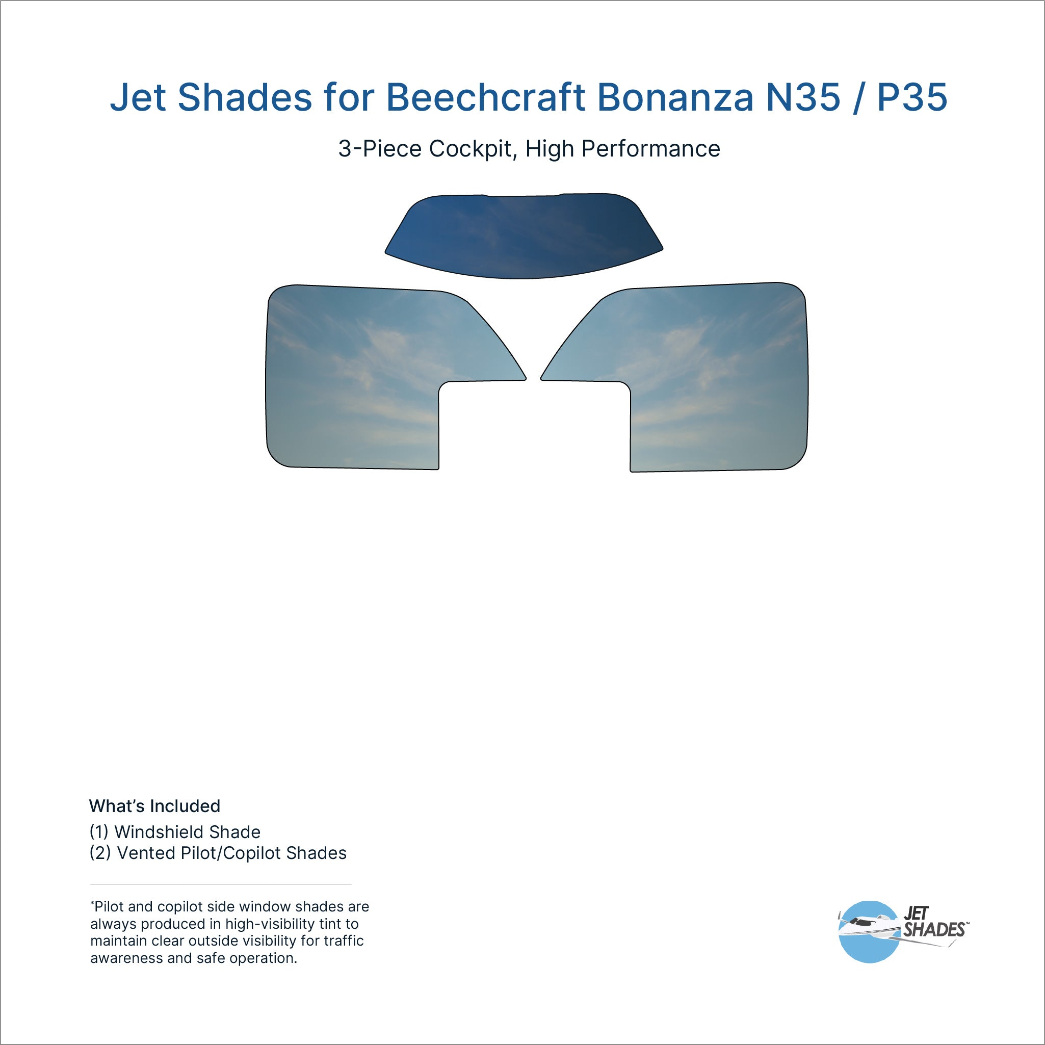 Bonanza N35 & P35 Sun Shades | V-Tail Protection | Jet Shades