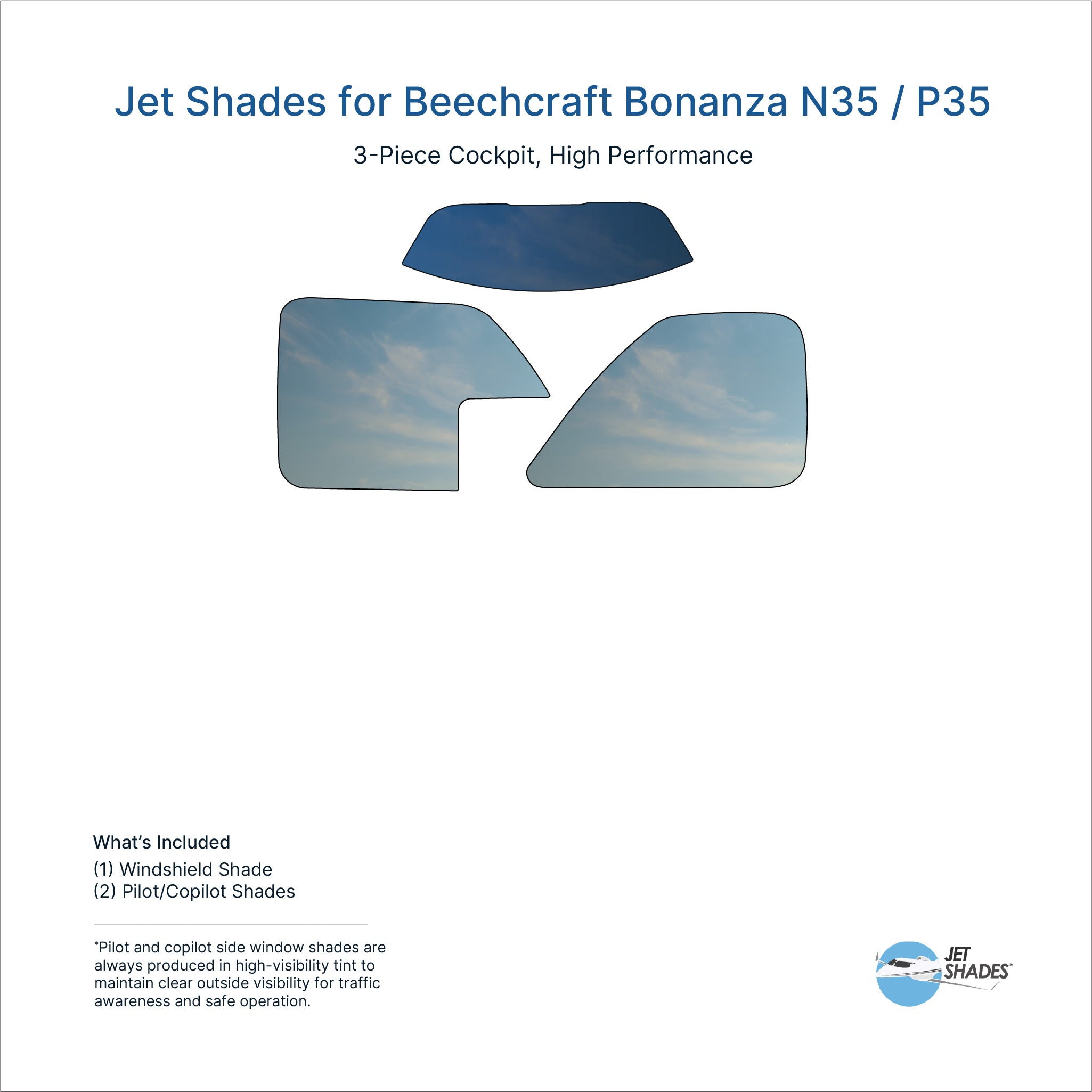 Bonanza N35 & P35 Sun Shades | V-Tail Protection | Jet Shades