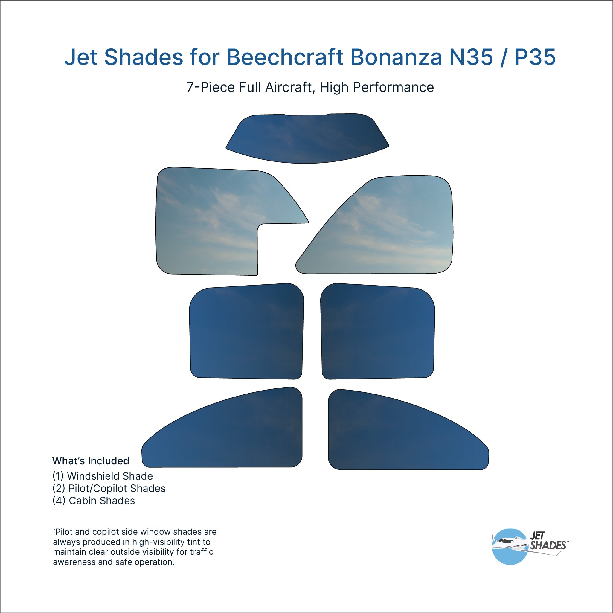 Bonanza N35 & P35 Sun Shades | V-Tail Protection | Jet Shades