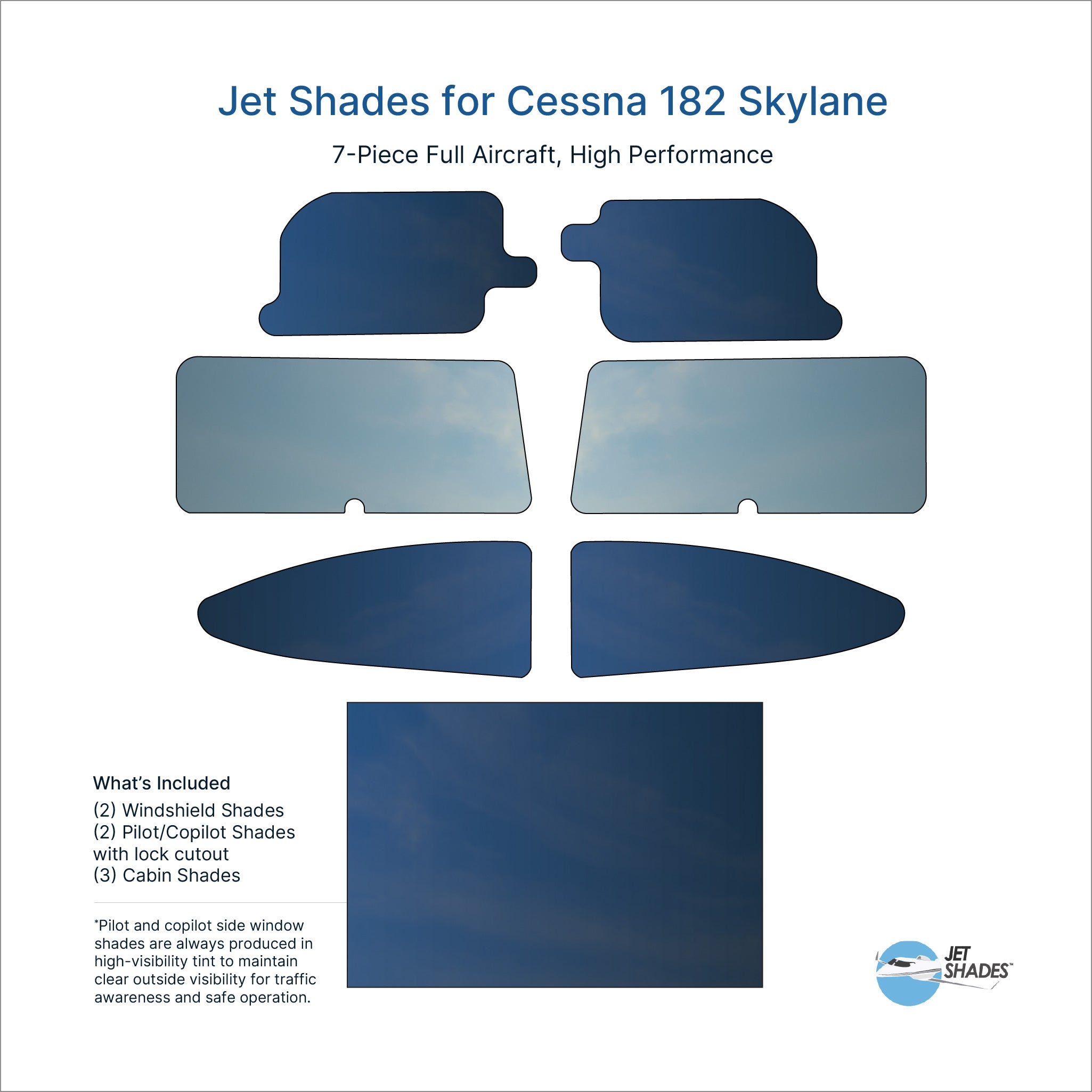 Cessna 182 Skylane Sun Shades | Reduce Heat & Glare | Jet Shades
