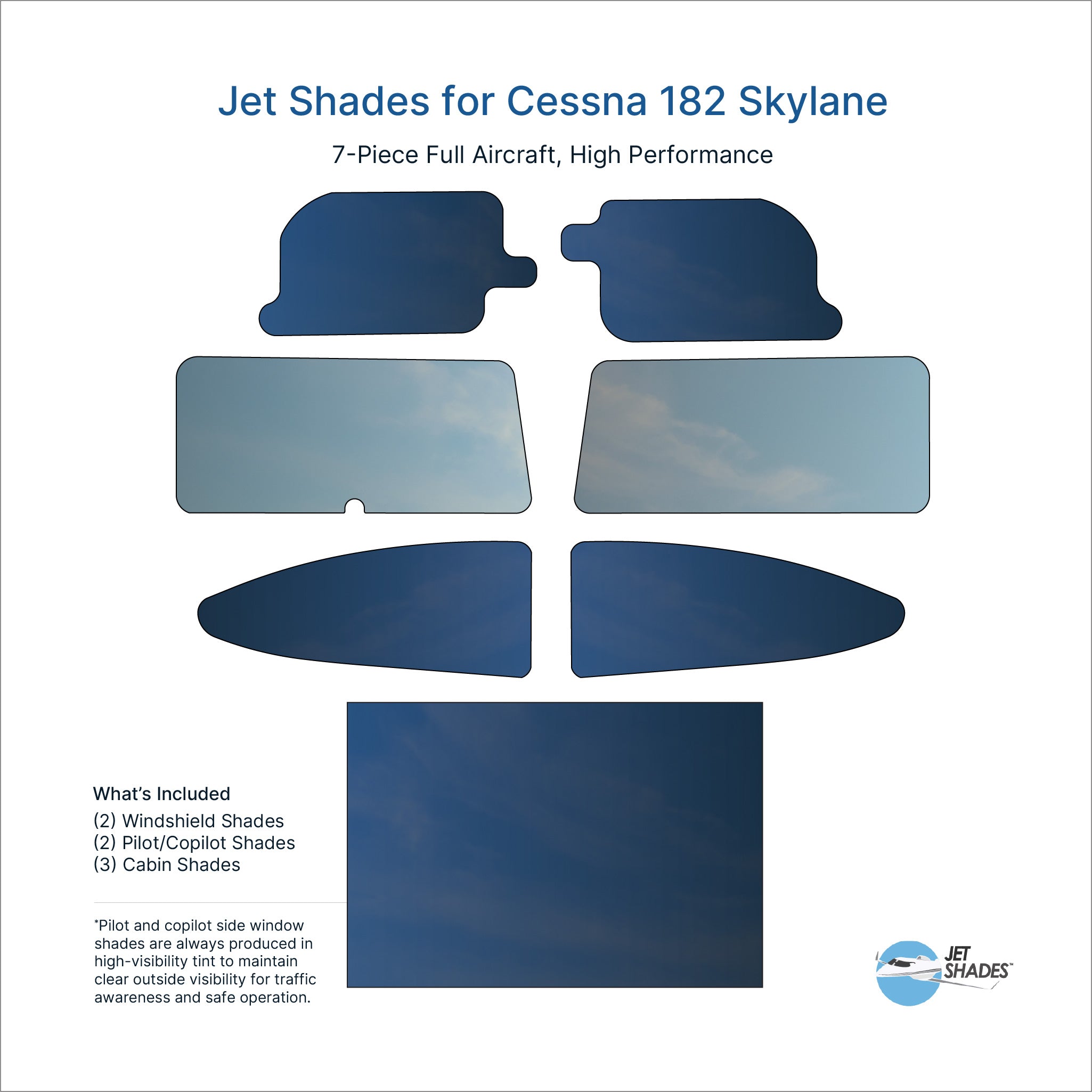 Cessna 182 Skylane Sun Shades | Reduce Heat & Glare | Jet Shades