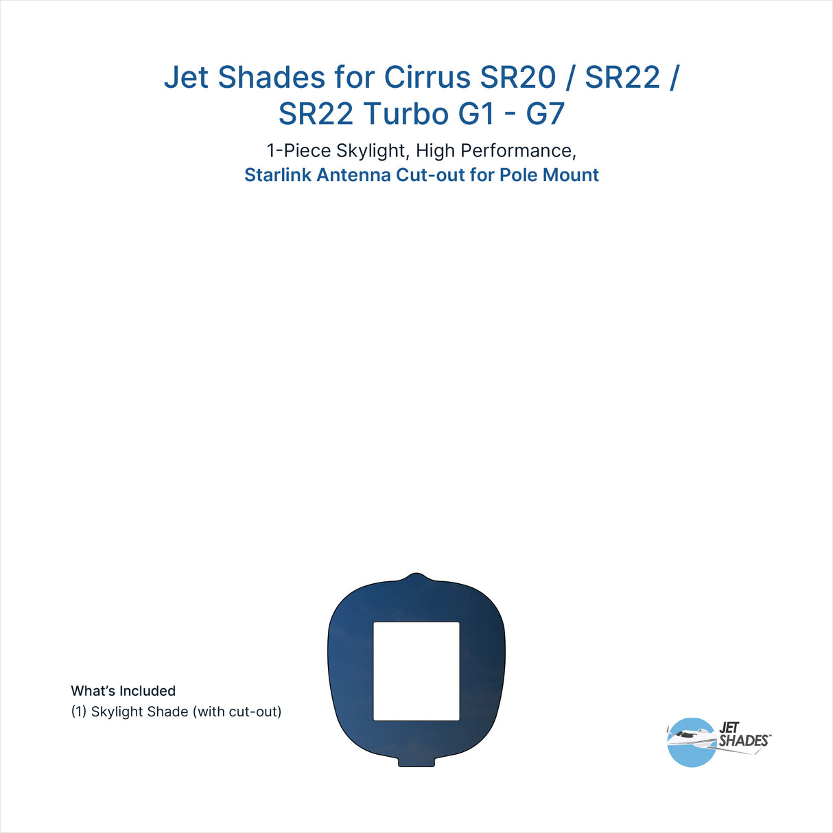 Jet Shades for Cirrus SR20 / SR22 / SR22 Turbo G1-G7 Skylight w/ Starlink Antenna Cutout