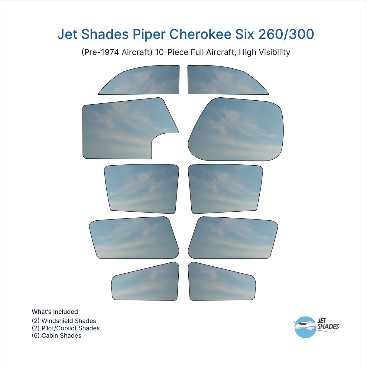 Jet Shades for Piper Cherokee Six 260 / 300 (Pre-1974 Aircraft)