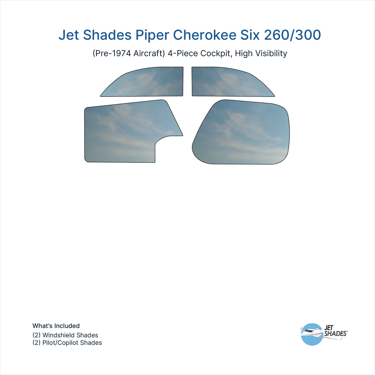 Jet Shades for Piper Cherokee Six 260 / 300 (Pre-1974 Aircraft)