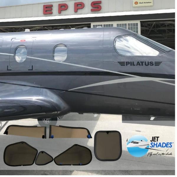 Jet Shades for Pilatus PC-12 protect pilots from harmful UV, heat and glare while flying