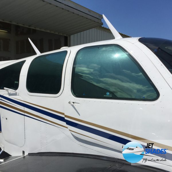 Jet Shades removable tinted sun shades and visor shades for Beechcraft Baron 55