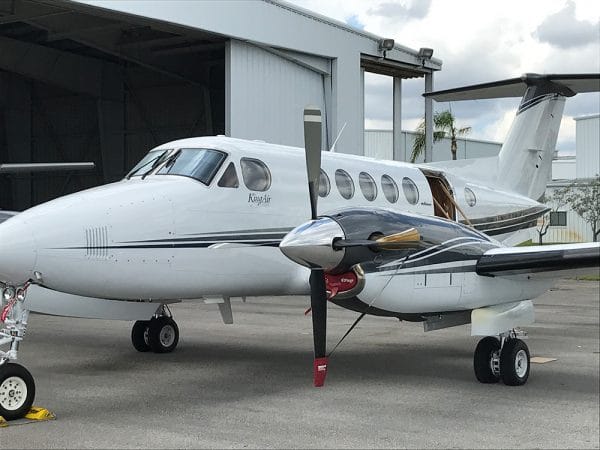 Exterior view of King Air with Jet Shades installed