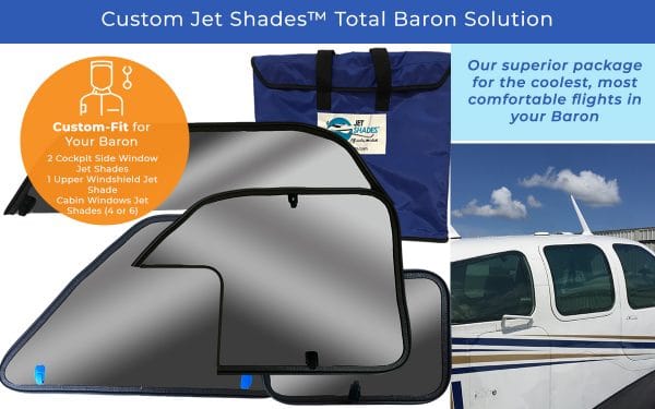 Jet Shades Total Baron Custom Solution - Blocks harmful UV, heat and glare from pilots and passengers!