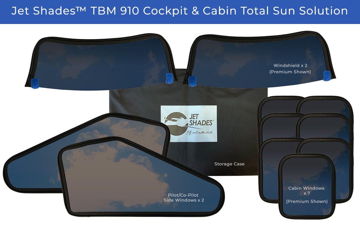 TBM 910 Cockpit + Cabin Total Sun Solution by Jet Shades