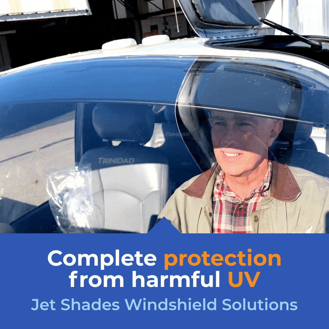 UV, heat & glare protection in Trinidad TB20 with Jet Shades Windshield Solution