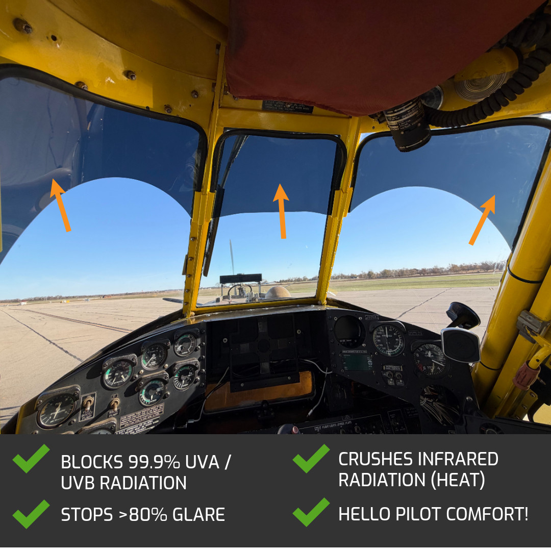 Custom fit windshield sun shades for Air Tractor aircraft